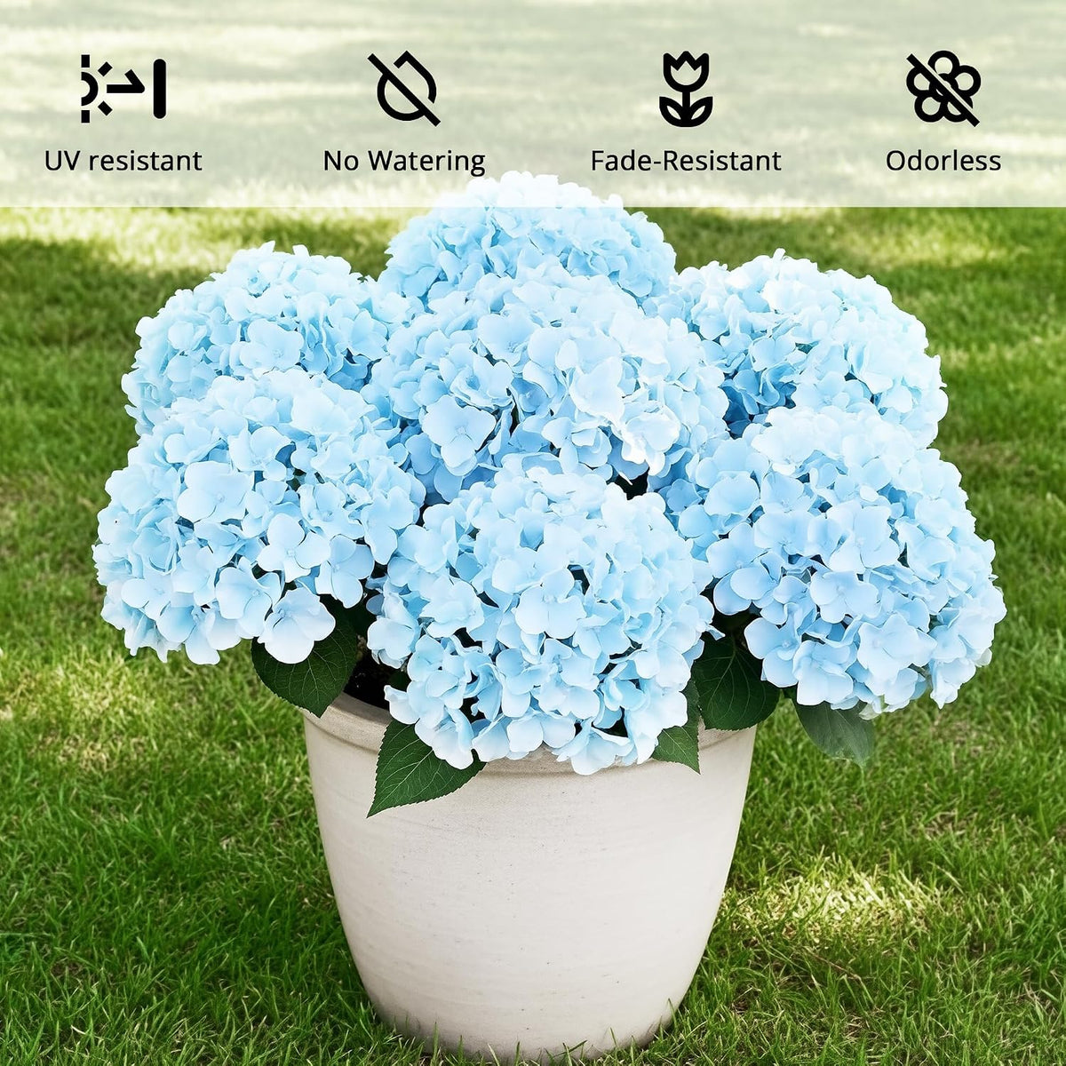 6 Bundles Blue Hydrangea Artificial Flowers for Outdoors and Indoor