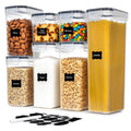 Airtight Food Storage Containers Set,  Bpa-Free 7Pcs Plastic Kitchen and Pantry Organization Canisters, Black