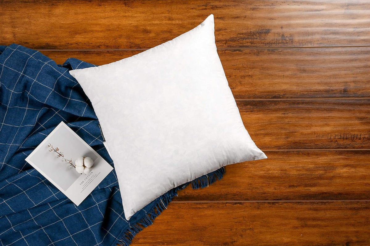 Premium Goose down Feather Throw Pillow Inserts-Set of 1, 63Oz High Filling Weight, 28×28, 5% down Filling, 250 TC Cotton Cover, Square, White