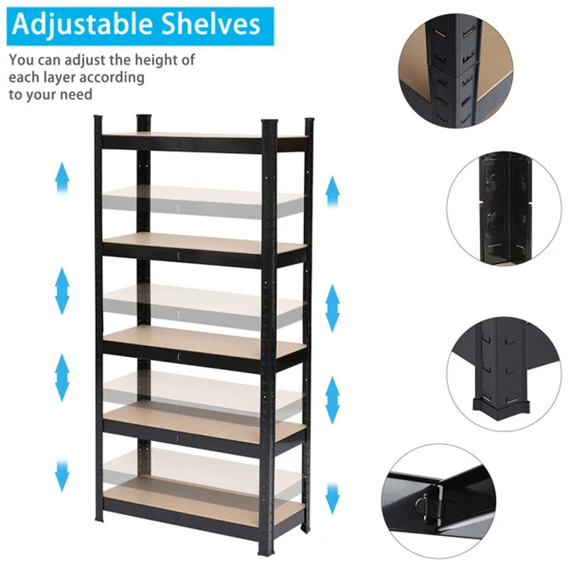 Five-Tier Shelves - Black Sprayed Plastic 150X75X30