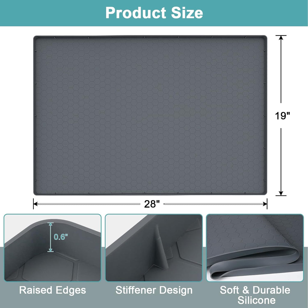 Waterproof under Sink Mat, 28" X 19" Silicone under Sink Mats Gray