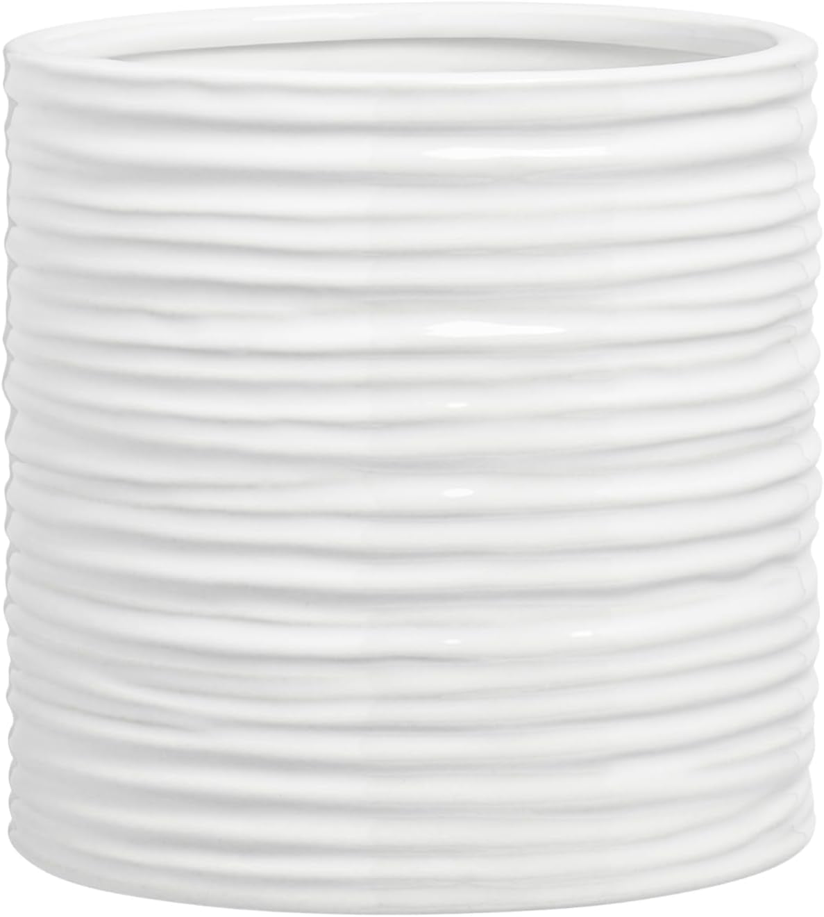 Ripple 6" Plant Pot for Houseplants & Ceramic Planter for 5 Inch Nursery Pots - Handmade round Vase & White Vase for Flowers, White Ceramic Vases for Home Decor Decorative Pot for Plants