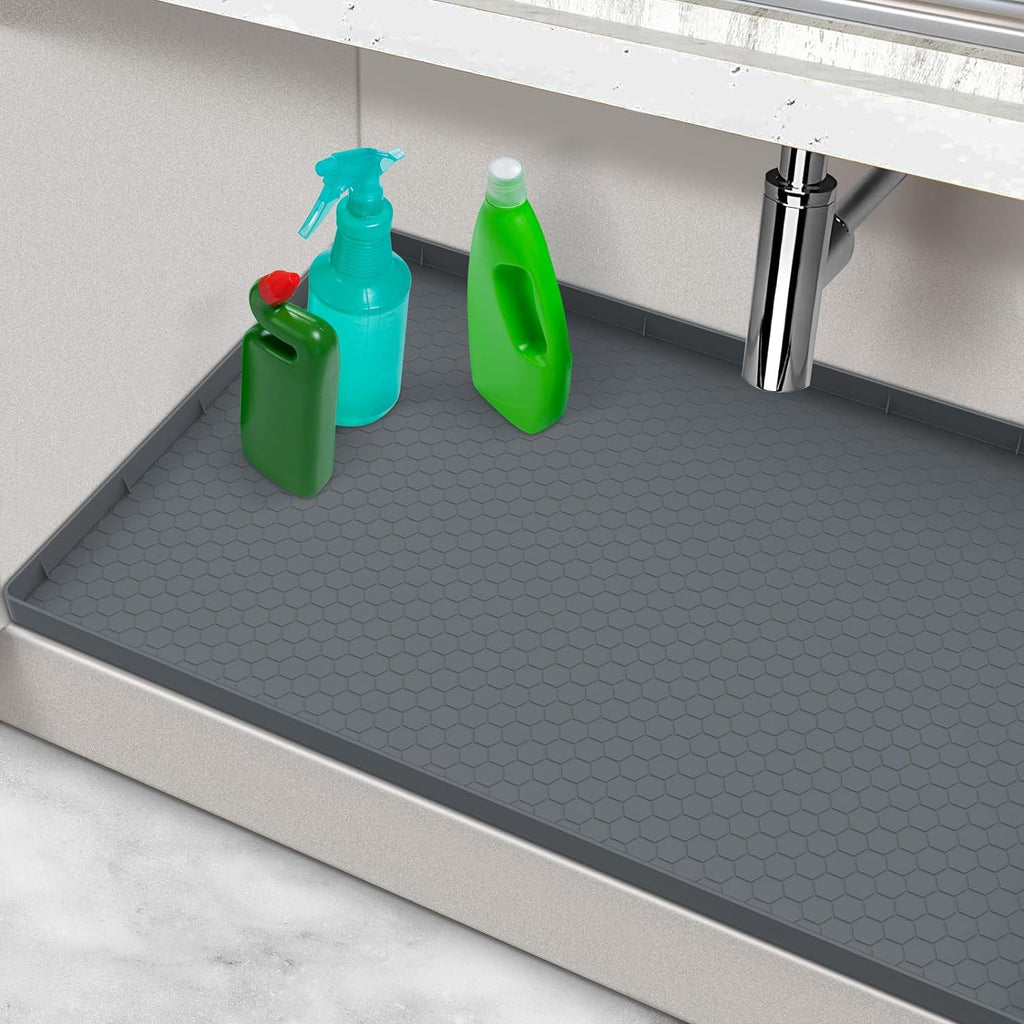 Waterproof under Sink Mat, 28" X 19" Silicone under Sink Mats Gray