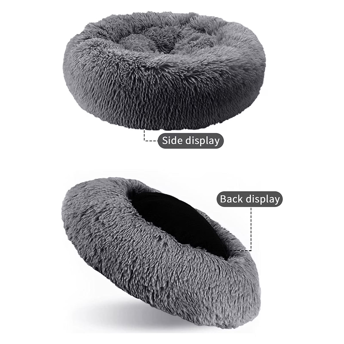 Calming Donut Dog Bed Anti-Anxiety, Self Warming, Cozy Soft Plush round Pet Bed, Ideal for Both Home & Travel, 20"L X 20"W X 8"H