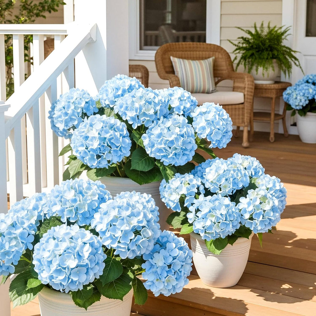 6 Bundles Blue Hydrangea Artificial Flowers for Outdoors and Indoor