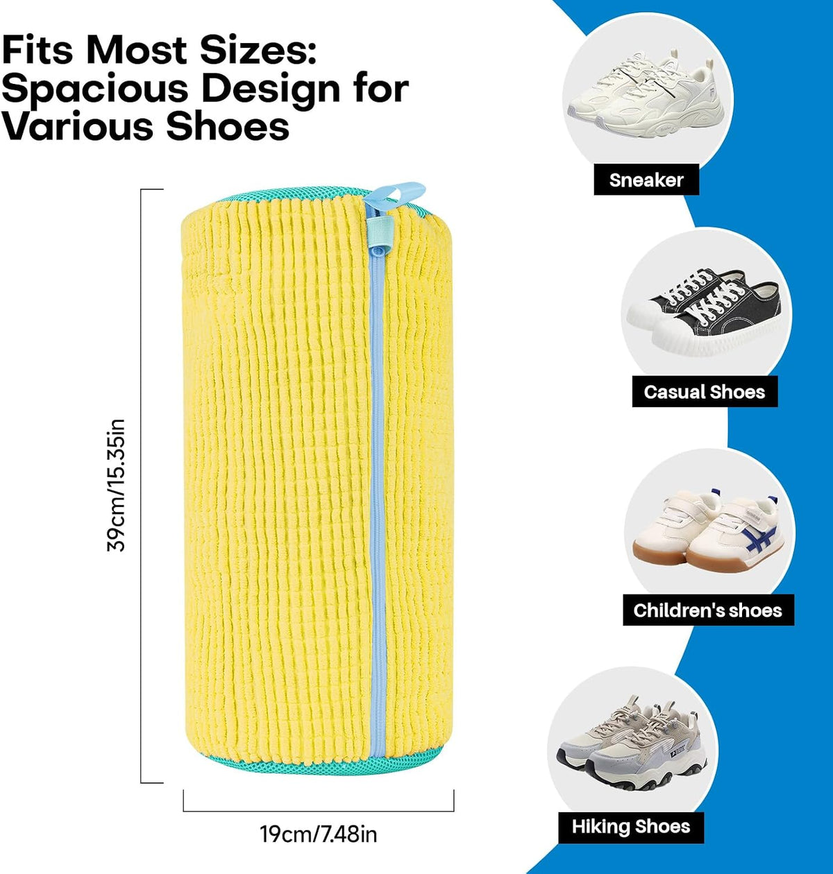 Shoe Washing Machine Bag: Laundry Shoe Bag for Washer and Dryer - 2Pc Reusable Shoe Cleaning Bag for Sneaker Tennis Shoes Unstain Cleaner Kit (Yellow 2Pcs)