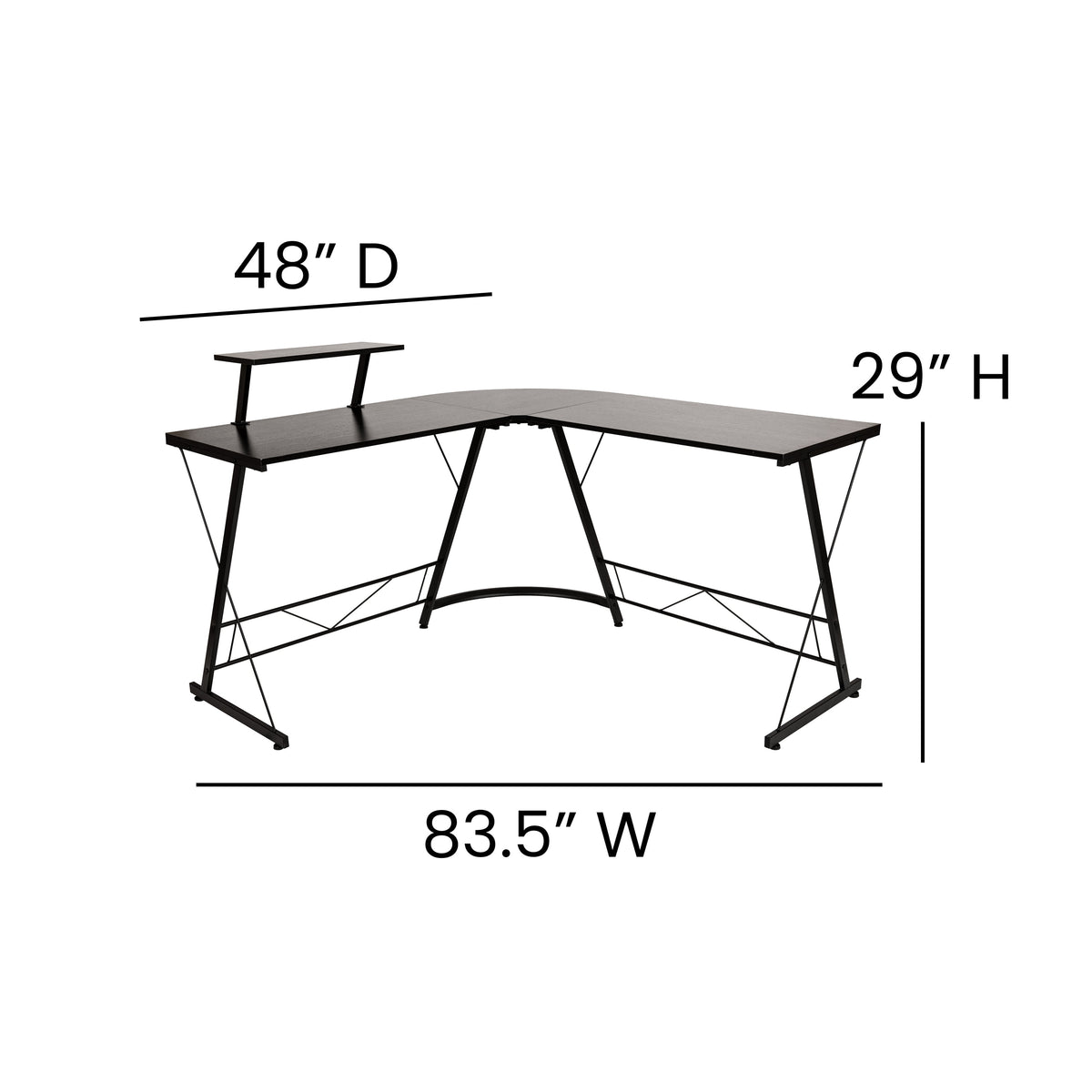 L-Shaped Desk 71.5" Computer Corner Desk, Home Office Corner Desk, Gaming Desk, Space Saving, Easy to Assemble, Black/Black