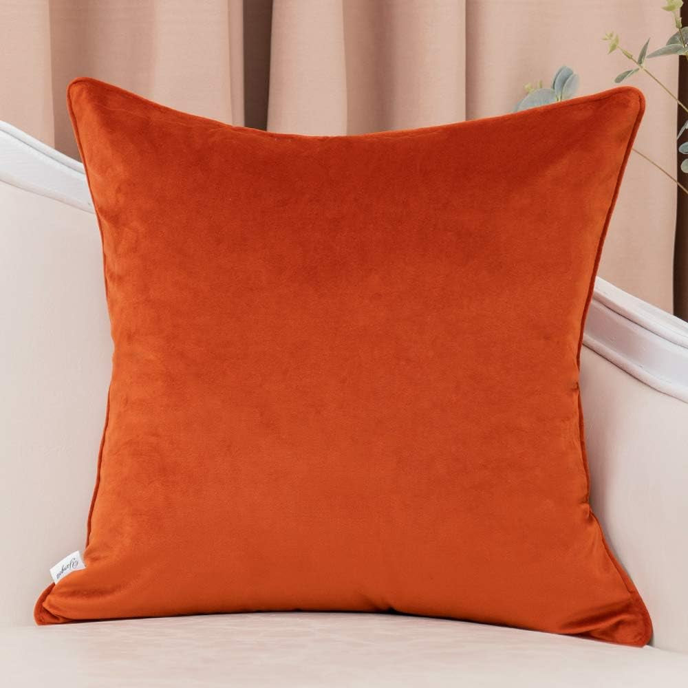 Orange Striped Throw Pillow Cover Multicolor Velvet Cushion Cover Modern Bohemian Pillowcase for Sofa Couch Bedroom Living Room Home Christmas Decoration,20X20 Inch