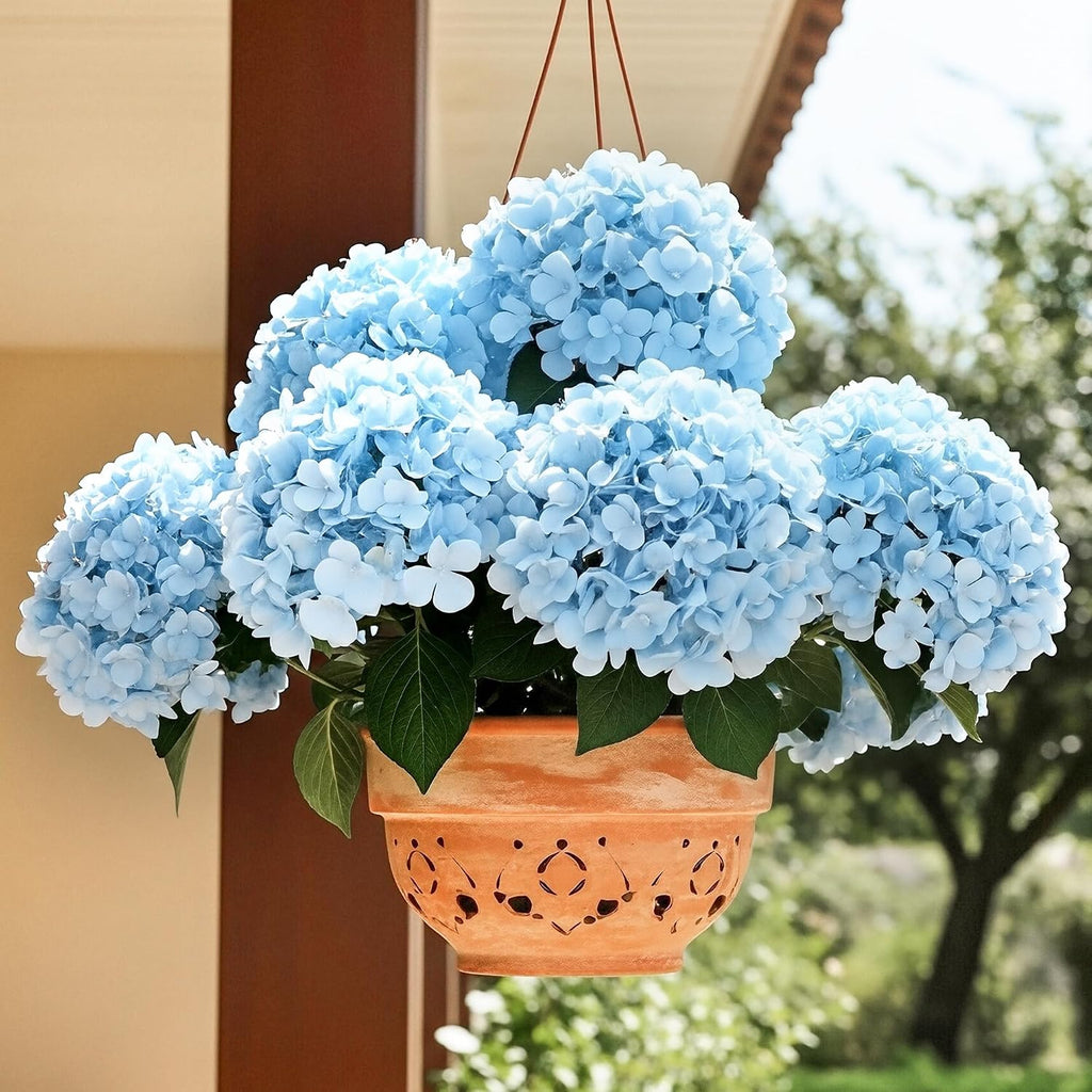 6 Bundles Blue Hydrangea Artificial Flowers for Outdoors and Indoor