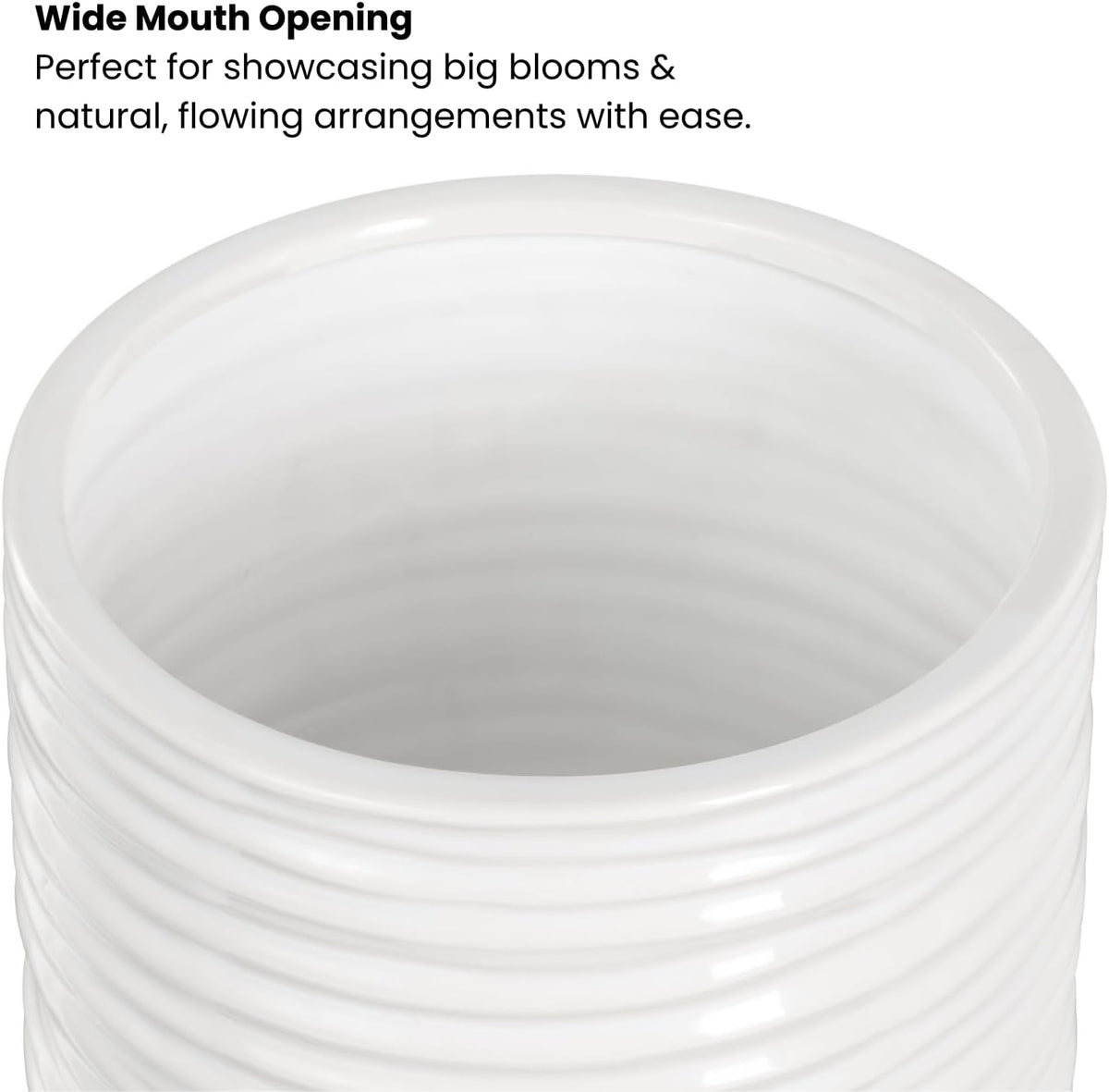 Ripple 6" Plant Pot for Houseplants & Ceramic Planter for 5 Inch Nursery Pots - Handmade round Vase & White Vase for Flowers, White Ceramic Vases for Home Decor Decorative Pot for Plants