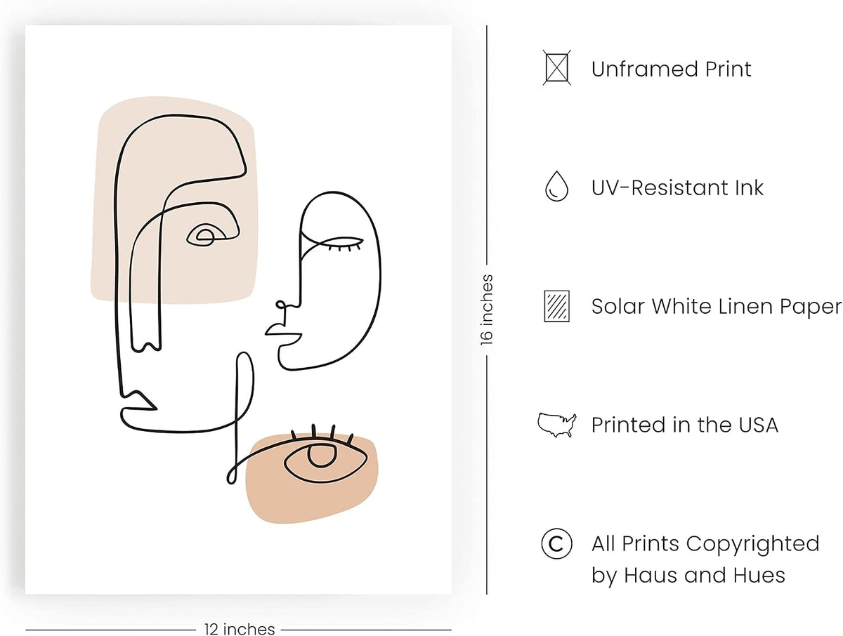 Minimalist Picture Line Drawing Wall Art Minimal Wall Art Minimalist Poster Minimalist Line Art Minimalist Art Wall Decor Simple Poster UNFRAMED 12” X 16” (Colored Abstract Face)