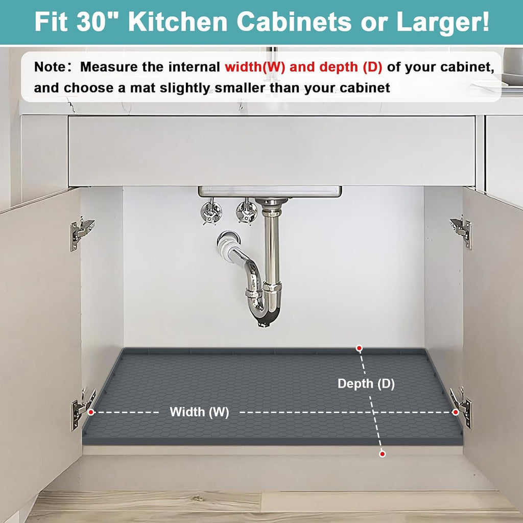 Waterproof under Sink Mat, 28" X 19" Silicone under Sink Mats Gray