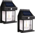 Solar Wall Lights Outdoor [2 Pack] Dusk to Dawn Solar Motion Lights Outdoor, Waterproof, 3 Lighting Modes, Wall Mount Light Sconces for outside Patio Fence Yard Garage (BLACK-1 BULB, 2 PACK STANDARD)