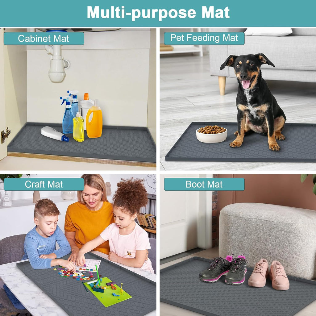 Waterproof under Sink Mat, 28" X 19" Silicone under Sink Mats Gray