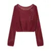 TAOP&ZA 2026 Spring/Summer Sweet, Fashionable, Simple Women's Clothing, Versatile Hollow-Out Knit Long-Sleeved Sweater 5374