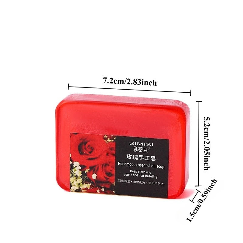 Rose Essential Oil Solid Soap Bar for Body | Natural Plant Formula Deep Cleansing Moisturizing Handmade Sample Size