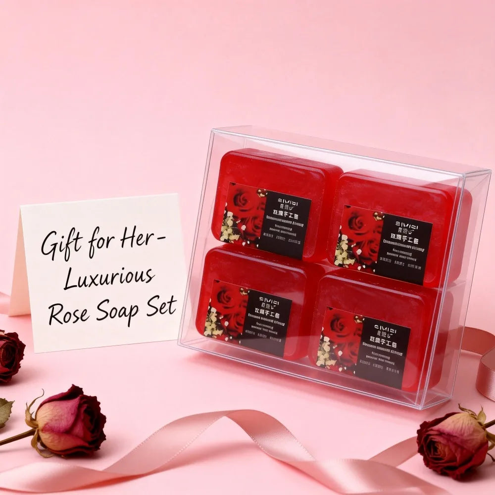 Rose Essential Oil Solid Soap Bar for Body | Natural Plant Formula Deep Cleansing Moisturizing Handmade Sample Size