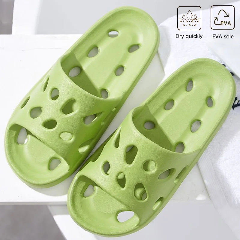Bathroom House Cheese Slippers Light Weight Water Leaky Beach Flip Flop Non-slip Pool Swimming Aqua Shoes