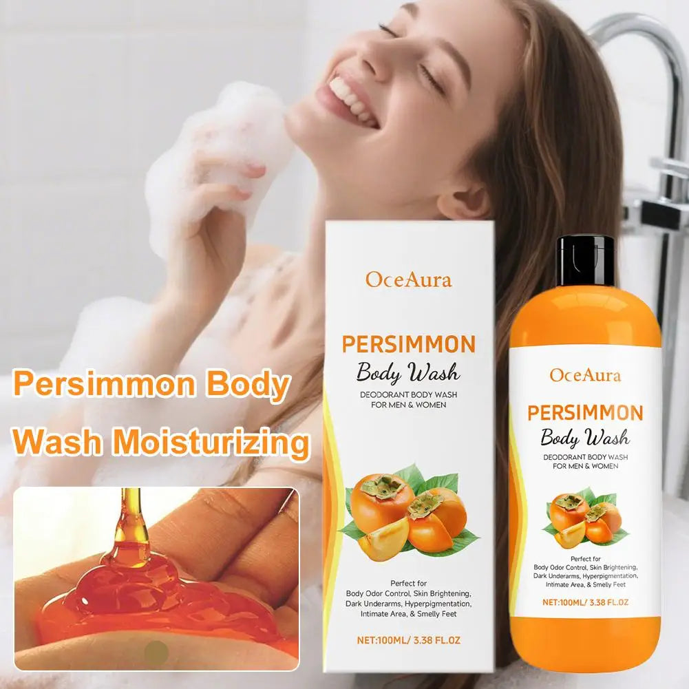 100ml Persimmon Body Wash Exfoliating Shower Gel Moisturizing Skin Cleaning Smooth Soft Body Odor Remover Bath Products