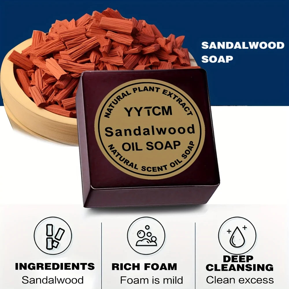 Sandalwood Soap, Men's Fragrance Soap, Long-Lasting Light Fragrance, Bath, Hand-Washing, Face-Washing Soap, Gentle Skin Care, Gift-Giving, Personal Use 65G/Piece