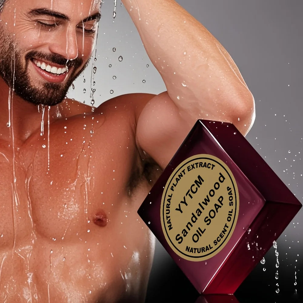 Sandalwood Soap, Men's Fragrance Soap, Long-Lasting Light Fragrance, Bath, Hand-Washing, Face-Washing Soap, Gentle Skin Care, Gift-Giving, Personal Use 65G/Piece