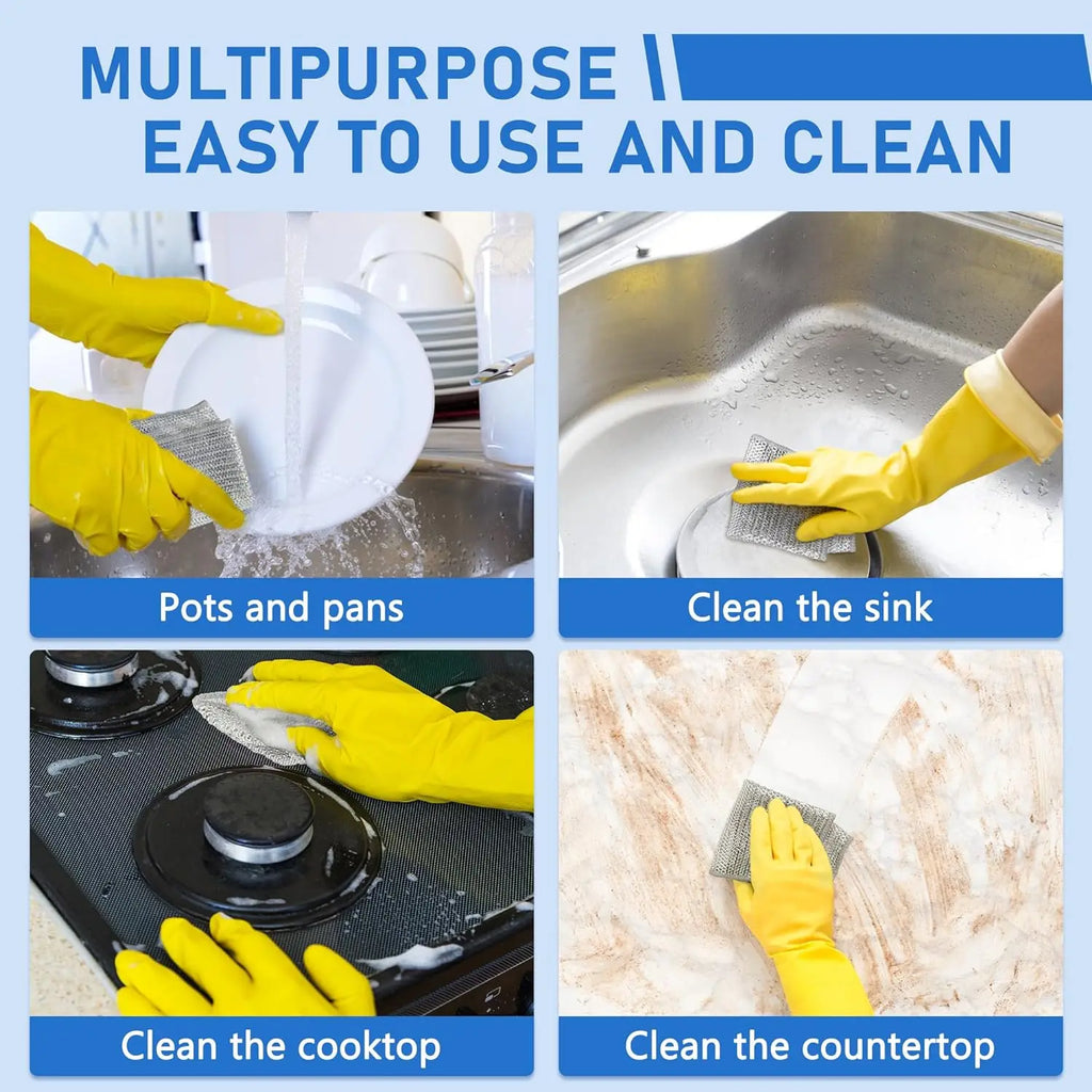 20PCS Wire Dishwashing Rags for Wet and Dry Non-Scratch Steel Wool Scrubber Cleaning Pads Wipes Stainless Miracle Cloths Sponges