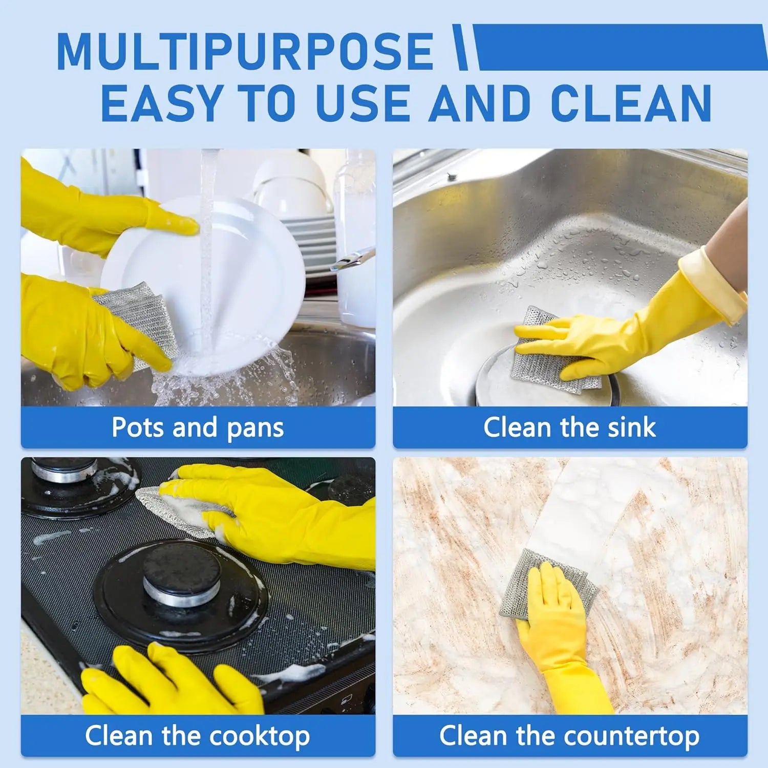 20PCS Wire Dishwashing Rags for Wet and Dry Non-Scratch Steel Wool Scrubber Cleaning Pads Wipes Stainless Miracle Cloths Sponges
