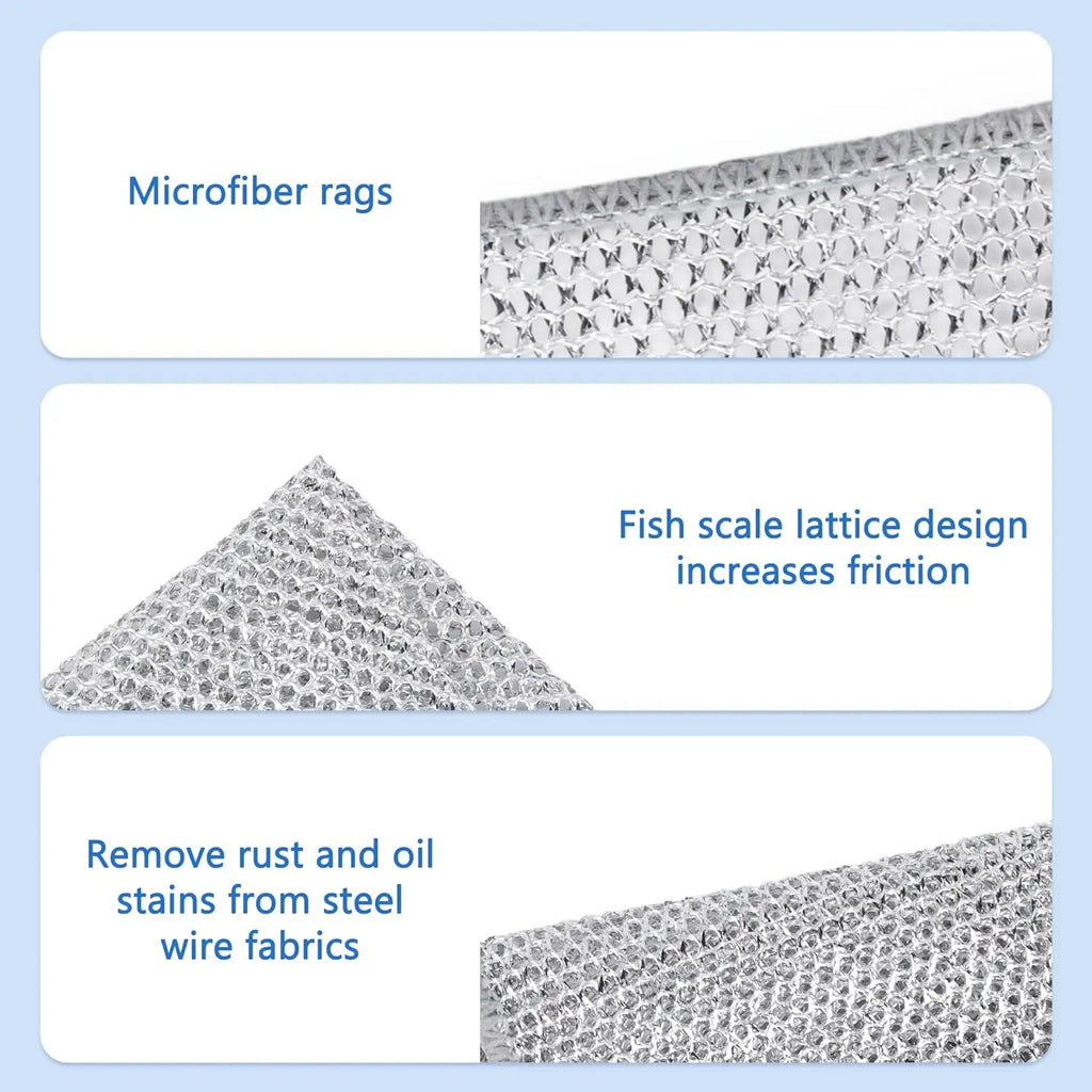 20PCS Wire Dishwashing Rags for Wet and Dry Non-Scratch Steel Wool Scrubber Cleaning Pads Wipes Stainless Miracle Cloths Sponges
