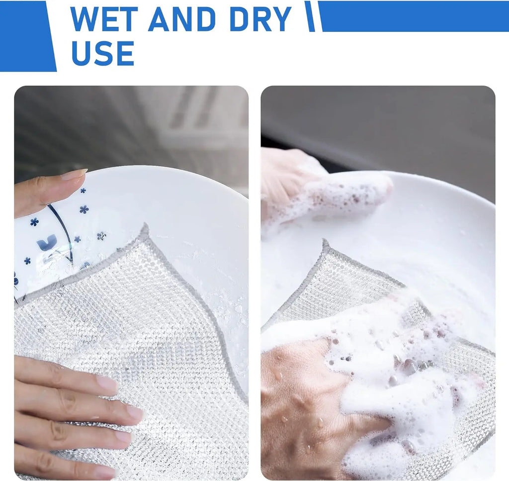 20PCS Wire Dishwashing Rags for Wet and Dry Non-Scratch Steel Wool Scrubber Cleaning Pads Wipes Stainless Miracle Cloths Sponges