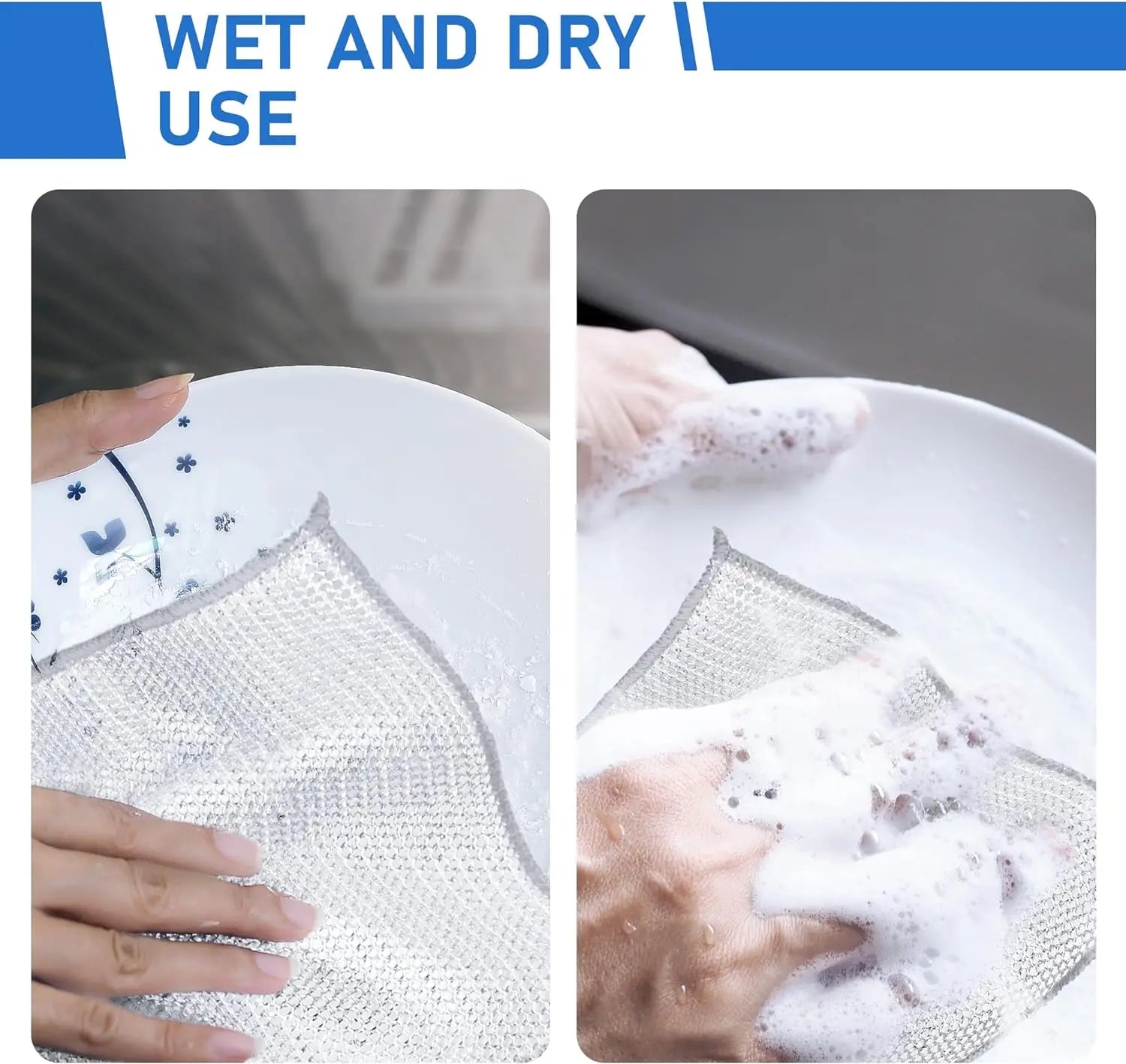 20PCS Wire Dishwashing Rags for Wet and Dry Non-Scratch Steel Wool Scrubber Cleaning Pads Wipes Stainless Miracle Cloths Sponges