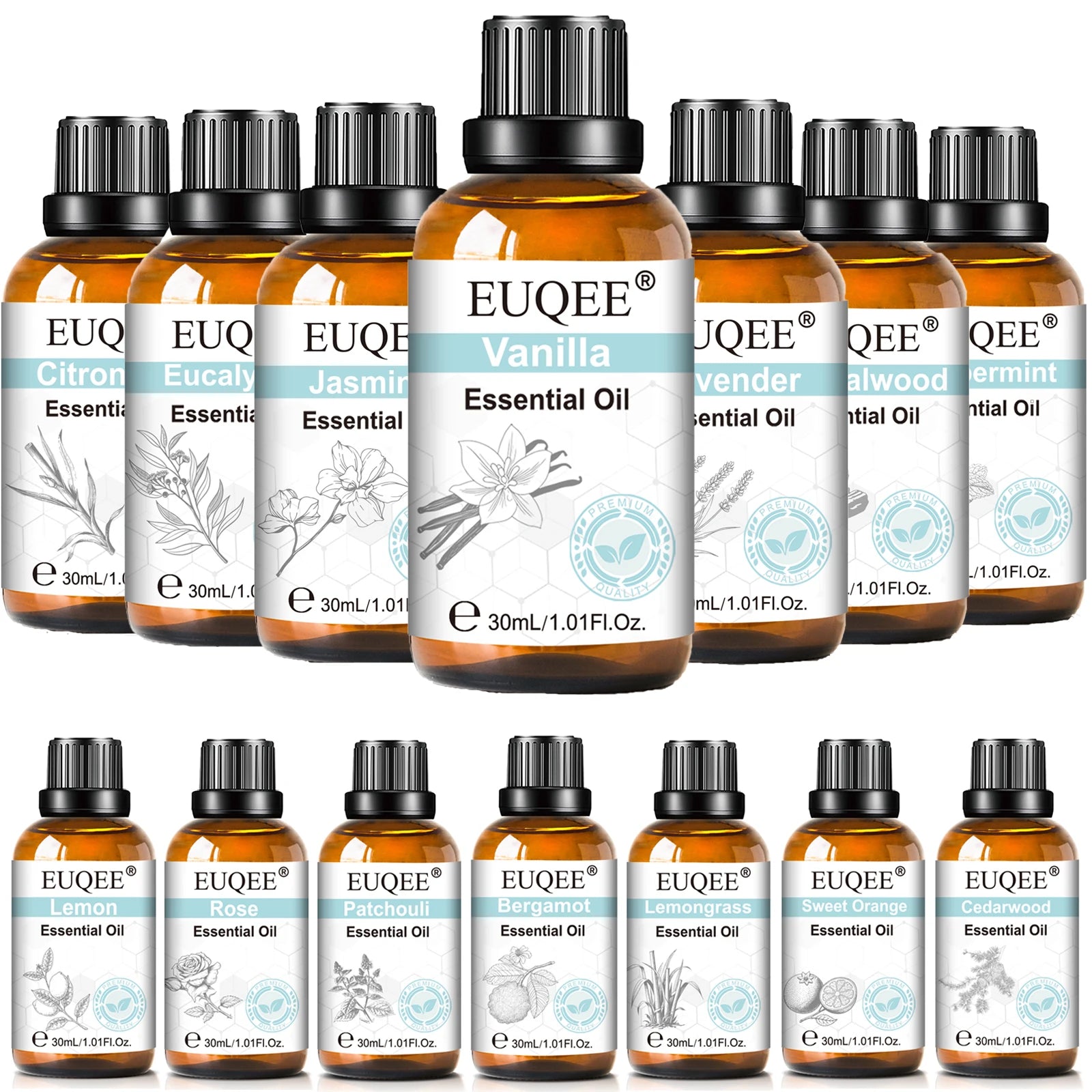 30ML Pure Essential Oil Vanilla Lavender Mint Rose for Aromatherapy Humidifier Scent Candle Frankincense Patchouli Fragrance Oil
