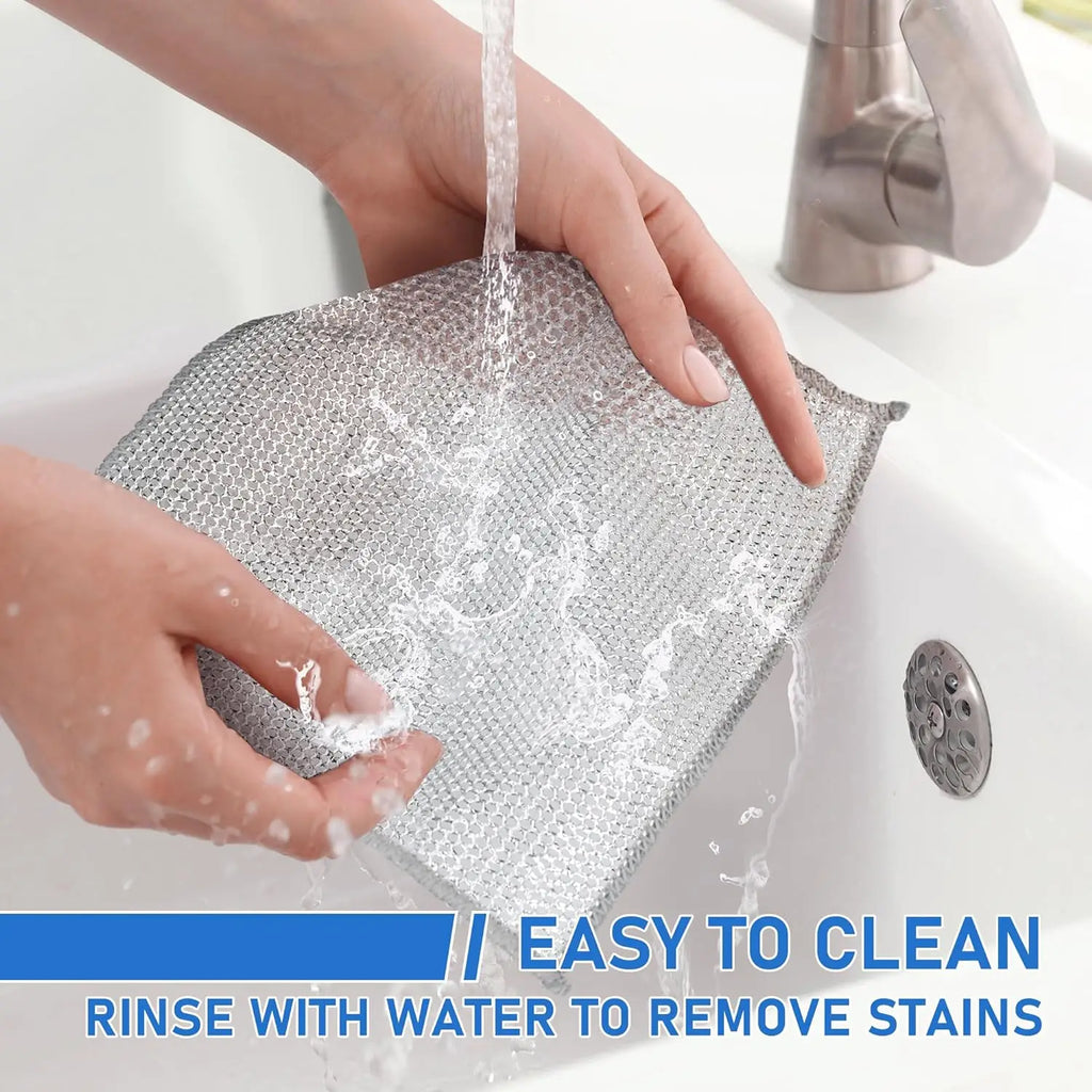 20PCS Wire Dishwashing Rags for Wet and Dry Non-Scratch Steel Wool Scrubber Cleaning Pads Wipes Stainless Miracle Cloths Sponges