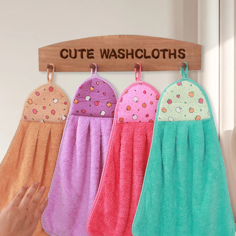 4pcs Small Hand Towels for Kitchen Bathroom Coral Velvet Soft Quick Dry Absorbent Cleaning Cloths Home Sauna Terry Towel