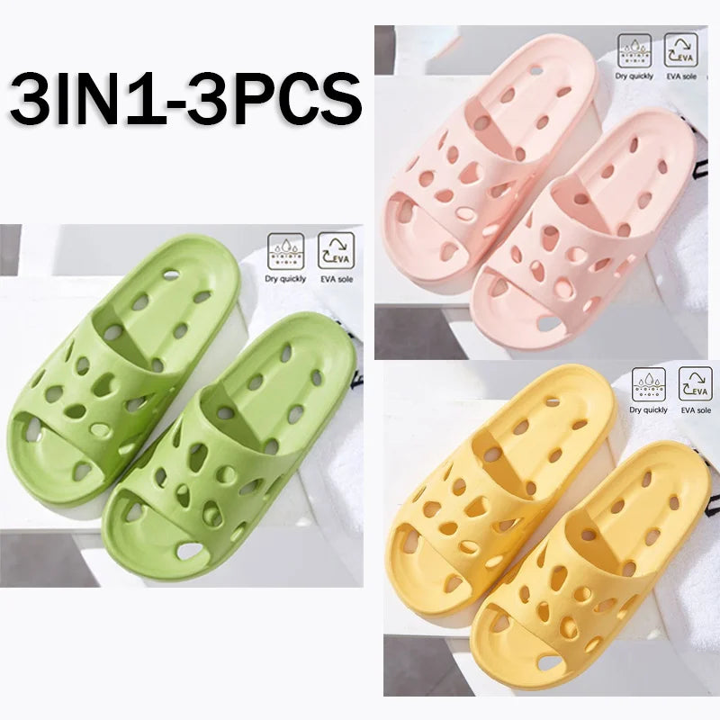 Bathroom House Cheese Slippers Light Weight Water Leaky Beach Flip Flop Non-slip Pool Swimming Aqua Shoes