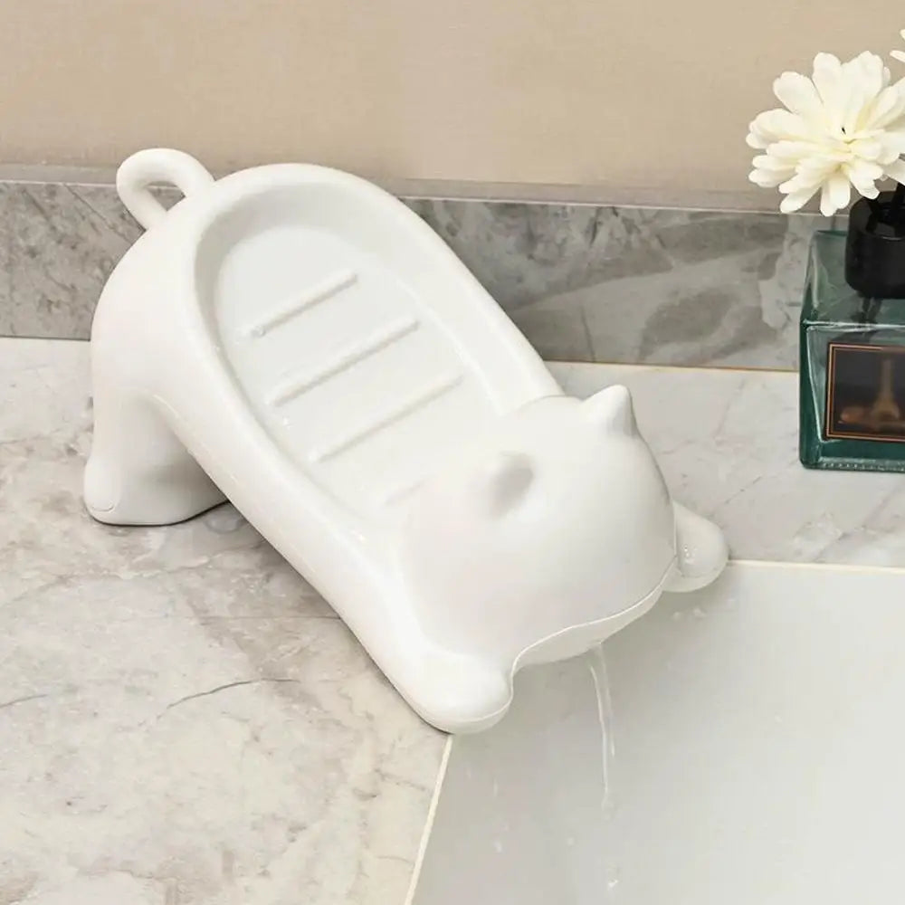 Soap Dish Drainable Sponge Soap Bar Container Cute Cat-shaped Creative Water Drain Soap Tray Washing Sponge Holder For Household
