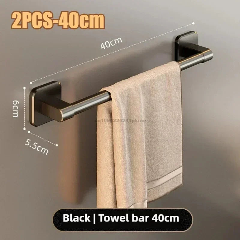 Bathroom Towel Rack Towel Holder Self-adhesive Bathroom Towel Rack Hooks  Bathroom Shelf Without Drilling Towelrack Bathroom
