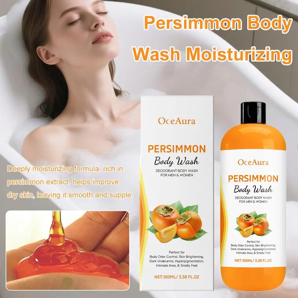 100ml Persimmon Body Wash Exfoliating Shower Gel Moisturizing Skin Cleaning Smooth Soft Body Odor Remover Bath Products