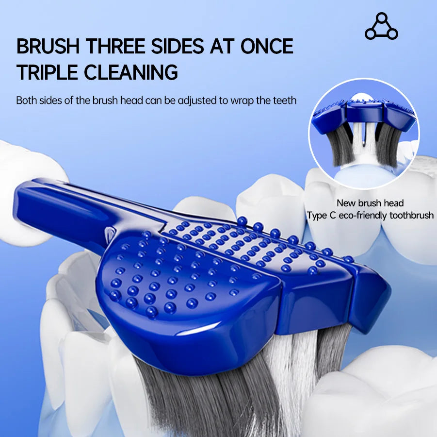 3D Manual Toothbrush 6pcs Three sided U-shaped Soft Toothbrush for Comprehensive Oral Cleaning for Adults, Men and Women, Coup