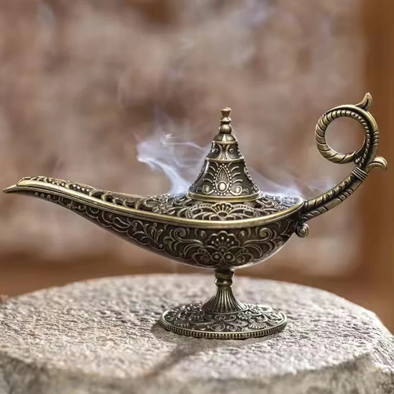 Hot Sale Antique Style Lamp Metal Incense Burner Scented & Unscented Candle Holder Home Decor Gift Arabic Incense Burner