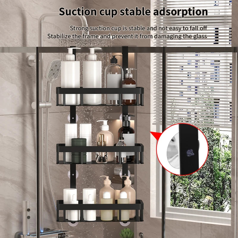 bathroom wall mounted storage rack, door mounted rack, shower gel rack, shower supplies storage rack