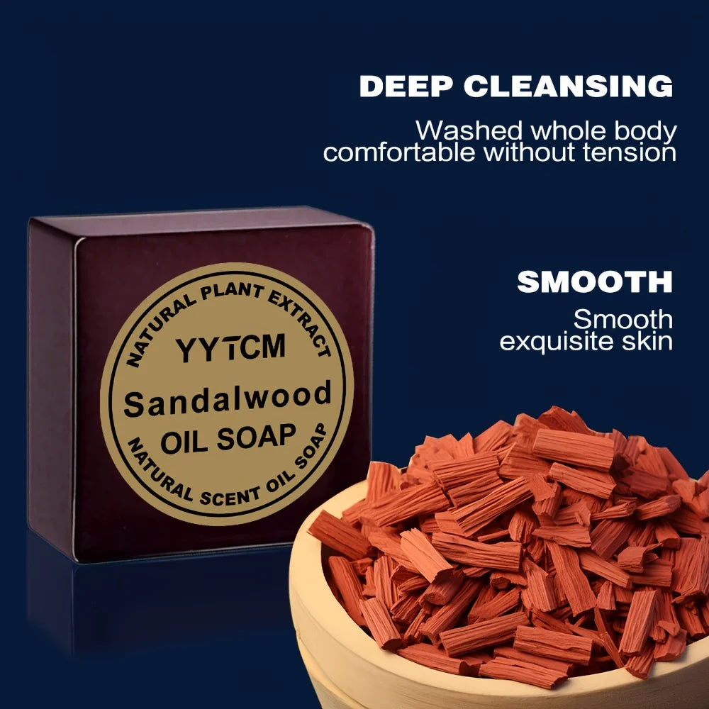 Sandalwood Soap, Men's Fragrance Soap, Long-Lasting Light Fragrance, Bath, Hand-Washing, Face-Washing Soap, Gentle Skin Care, Gift-Giving, Personal Use 65G/Piece