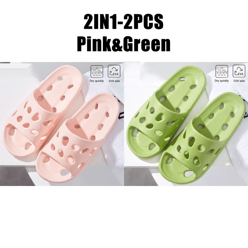 Bathroom House Cheese Slippers Light Weight Water Leaky Beach Flip Flop Non-slip Pool Swimming Aqua Shoes