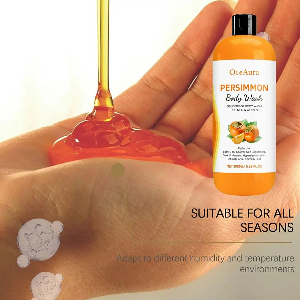 100ml Persimmon Body Wash Exfoliating Shower Gel Moisturizing Skin Cleaning Smooth Soft Body Odor Remover Bath Products