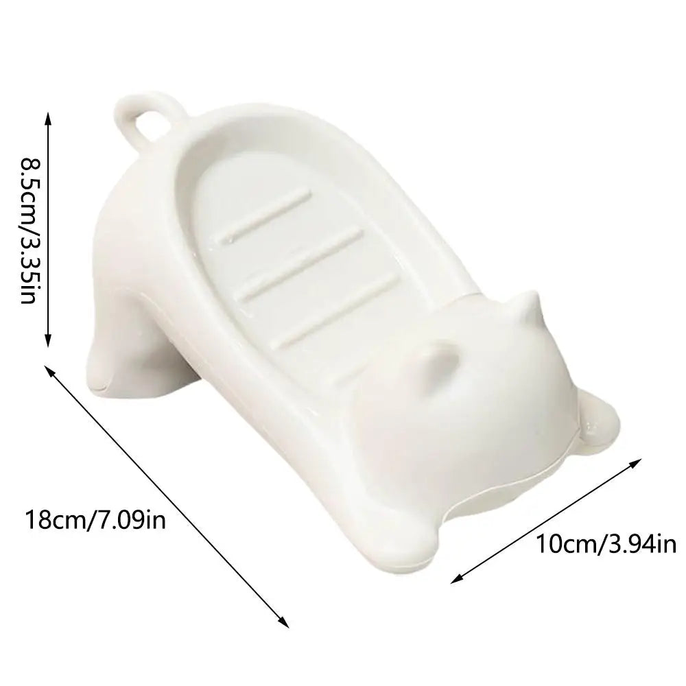 Soap Dish Drainable Sponge Soap Bar Container Cute Cat-shaped Creative Water Drain Soap Tray Washing Sponge Holder For Household
