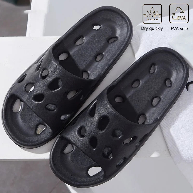 Bathroom House Cheese Slippers Light Weight Water Leaky Beach Flip Flop Non-slip Pool Swimming Aqua Shoes