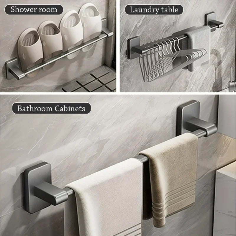 Bathroom Towel Rack Towel Holder Self-adhesive Bathroom Towel Rack Hooks  Bathroom Shelf Without Drilling Towelrack Bathroom