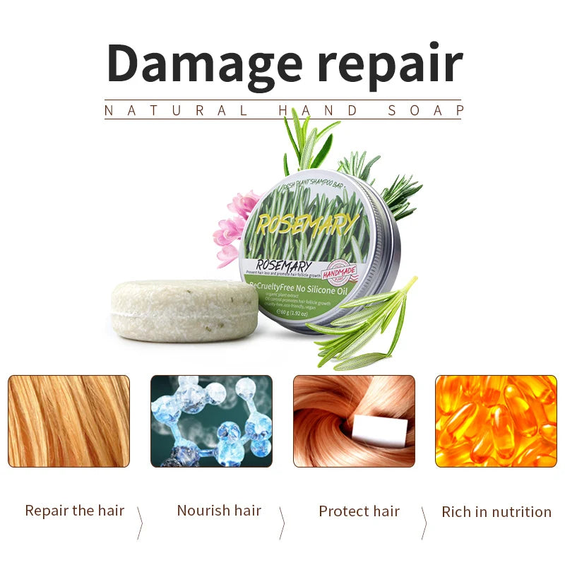 Rosemary Shampoo Soap Without Silicone Oil Plant Shampoo Soap Cleanses the Scalp Nourishes Hair Controls Oil