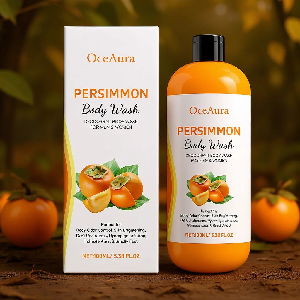 100ml Persimmon Body Wash Exfoliating Shower Gel Moisturizing Skin Cleaning Smooth Soft Body Odor Remover Bath Products