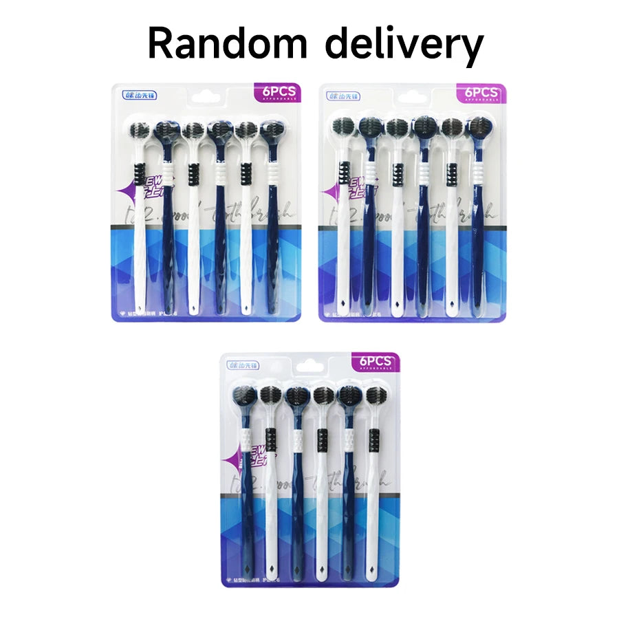 3D Manual Toothbrush 6pcs Three sided U-shaped Soft Toothbrush for Comprehensive Oral Cleaning for Adults, Men and Women, Coup