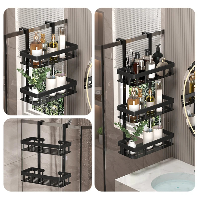 bathroom wall mounted storage rack, door mounted rack, shower gel rack, shower supplies storage rack